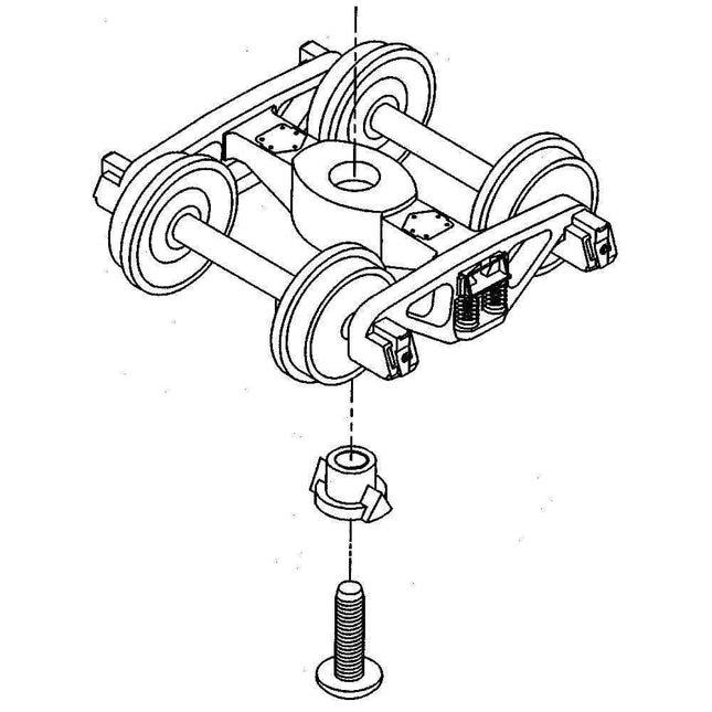 Kadee 554 | Bettendorf T-Section Self Centering Trucks with 33" Ribbed Back Wheels - Metal Fully Sprung (HO Scale) - Squeaky's Trains