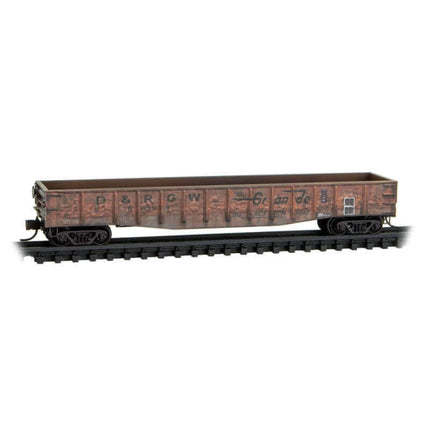 Micro Trains 98305036 | 50' Steel Gondola 4-Pack (Jewel Cases) - Ready to Run - Denver & Rio Grande Western #56389, 56393, 55101, 55437 (Weathered) | N Scale - Squeaky's Trains