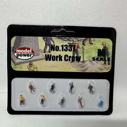 Model Power 1337 | Work Crew Figures (9) | N Scale - Squeaky's Trains