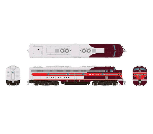 Rapido 28562 | EMD E8A - Rock Island - "Rocket" Delivery #646 (DC/DCC/Sound) | HO Scale - Squeaky's Trains