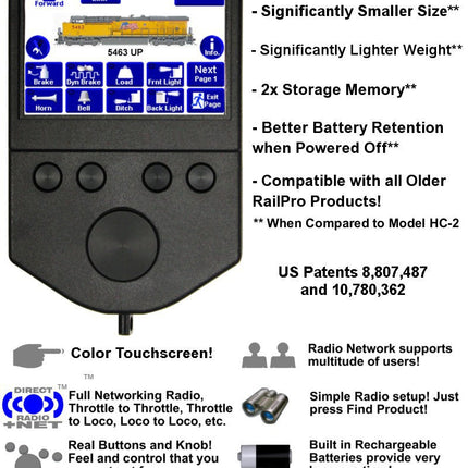 Ring Engineering HC-3-SUN | (Outdoor Use) RailPro Wireless Handheld Controller with BRIGHT Color Touchscreen - Squeaky's Trains