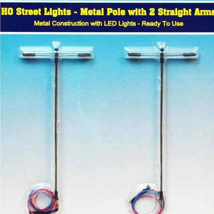 Rock Island Hobby 012104 | Street Lights (2) - Single Pole & 2 Straight Arms | HO Scale - Squeaky's Trains