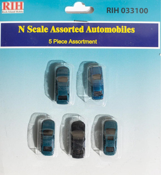 Rock Island Hobby 033100 | Assorted Automobiles (5) | N Scale - Squeaky's Trains