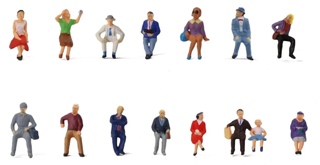 Rock Island Hobby 062101 | Figures - Sitting People (14) | HO Scale - Squeaky's Trains
