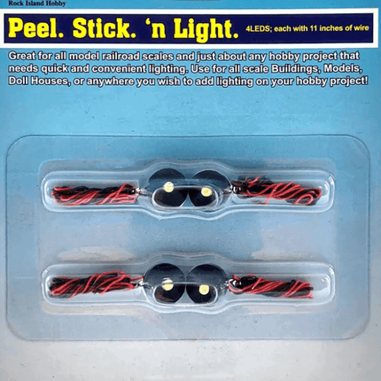 Rock Island Hobby 5101 | Peel. Stick. 'n Light LED - 4 Pack | Multi Scale - Squeaky's Trains