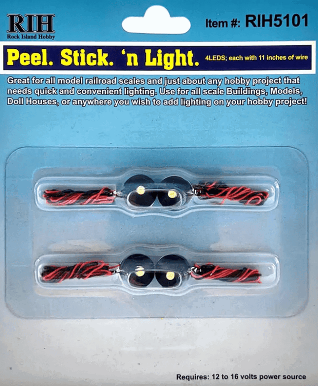 Rock Island Hobby 5101 | Peel. Stick. 'n Light LED - 4 Pack | Multi Scale - Squeaky's Trains