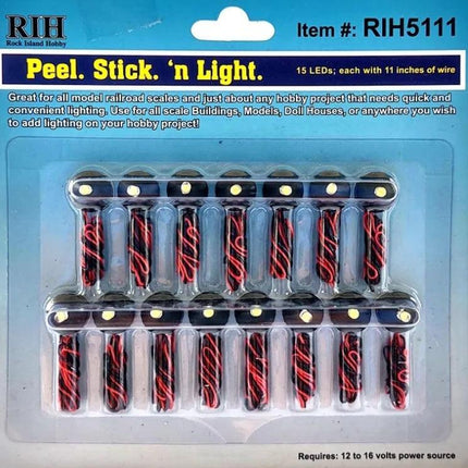 Rock Island Hobby 5111 | Peel. Stick. 'n Light LED - 15 Pack | Multi Scale - Squeaky's Trains