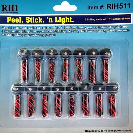 Rock Island Hobby 511 | Peel. Stick. 'n Light - 15 Pack | Multi Scale - Squeaky's Trains