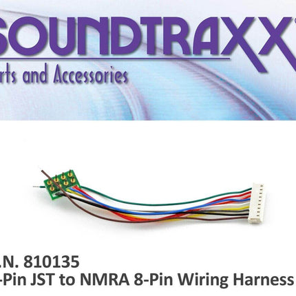 SoundTraxx 810135 | 9-pin JST to NMRA 8-pin Wiring Harness - Squeaky's Trains