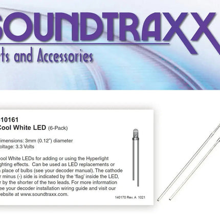 SoundTraxx 810161 | Cool White LEDs (6 Pack) | Multi Scale - Squeaky's Trains