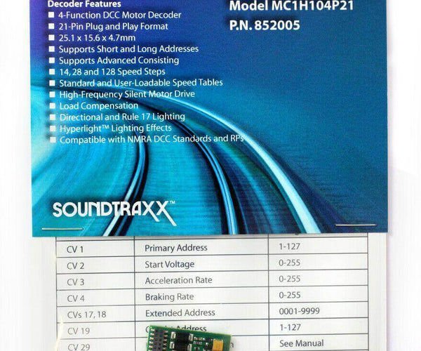 Ho Scale Decoder Retainer Plate HO Scale Locomotive Decoder SoundTraxx MC1H104P21 DCC Mobile Decoder ...