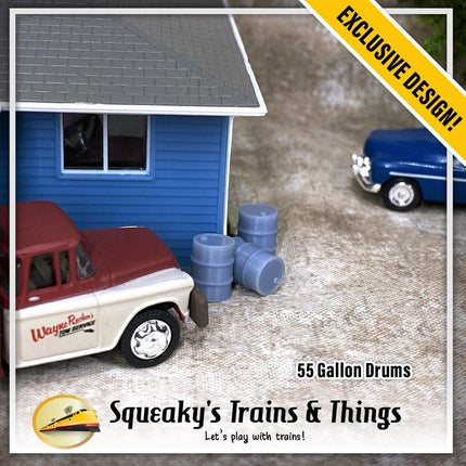 Squeaky's Trains | 55 Gallon Drums | HO Scale - Squeaky's Trains
