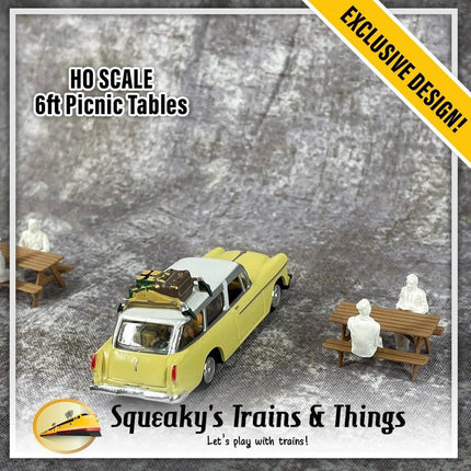 Squeaky's Trains | 6ft Picnic Tables 4 Pack | HO Scale - Squeaky's Trains