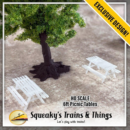 Squeaky's Trains | 6ft Picnic Tables 4 Pack | HO Scale - Squeaky's Trains