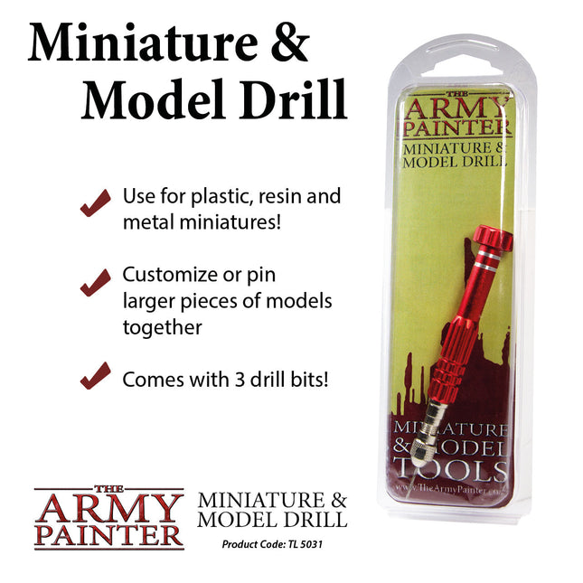 The Army Painter TL5031P pin vise drill with 3 bits and storage case