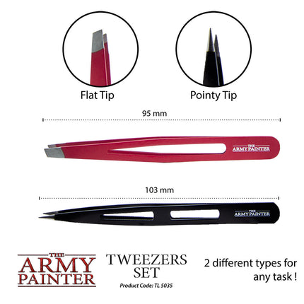 The Army Painter TL5035P flat and pointy tip tweezers detail