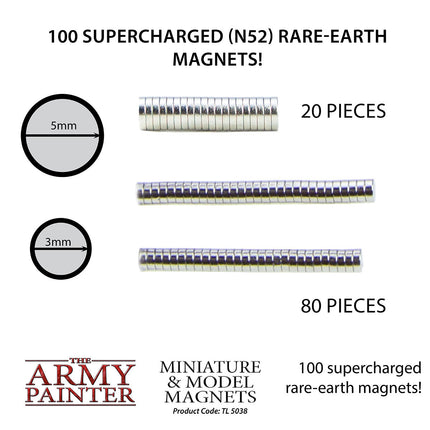 The Army Painter TL5038P 3mm and 5mm neodymium magnets detail