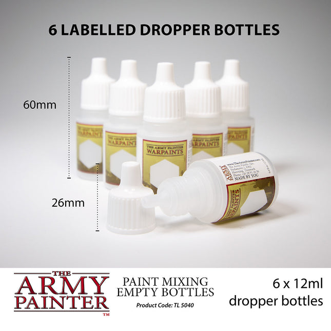 The Army Painter TL5040P Paint Mixing Empty Bottles - cut-out mix label detail