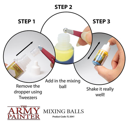 The Army Painter TL5041P Mixing Balls - dropping two balls into a paint bottle
