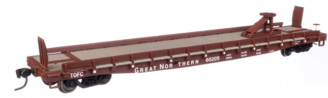 WalthersMainline 910-50504 | 53' GSC Piggyback Service Flatcar - Ready to Run - Great Northern #60205 | HO Scale - Squeaky's Trains