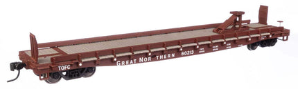 WalthersMainline 910-50505 | 53' GSC Piggyback Service Flatcar - Ready to Run - Great Northern #60213 | HO Scale - Squeaky's Trains