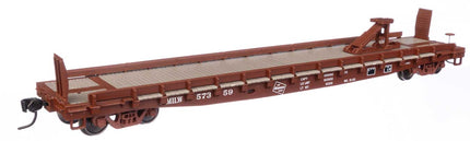 WalthersMainline 910-50507 | 53' GSC Piggyback Service Flatcar - Ready to Run - Milwaukee Road #57359 | HO Scale - Squeaky's Trains