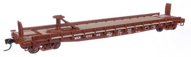 WalthersMainline 910-50508 | 53' GSC Piggyback Service Flatcar - Ready to Run - Milwaukee Road #57369 | HO Scale - Squeaky's Trains