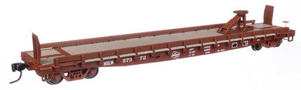 WalthersMainline 910-50509 | 53' GSC Piggyback Service Flatcar - Ready to Run - Milwaukee Road #57372 | HO Scale - Squeaky's Trains