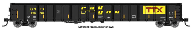 WalthersMainline 910-6449 | 68' Railgon Gondola - Ready To Run - Railgon GNTX #290068 | HO Scale - Squeaky's Trains