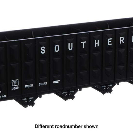 WalthersMainline 910-6775 | 73'3" Greenville 7,000 Cubic Foot Wood Chip Hopper - Ready to Run - Southern Railway #134111 (black, white; small name & number) | HO Scale - Squeaky's Trains