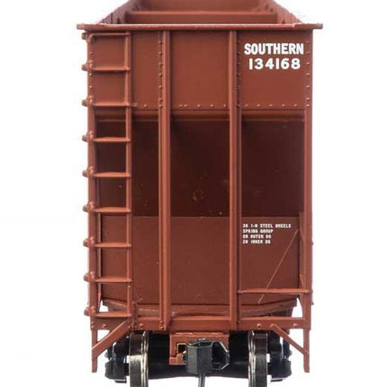 WalthersMainline 910-6782 | 73'3" Greenville 7,000 Cubic Foot Wood Chip Hopper - Ready to Run - Southern Railway #134168 (brown, white; large name & number) | HO Scale - Squeaky's Trains