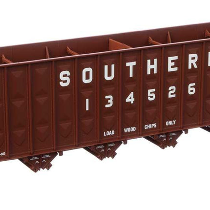 WalthersMainline 910-6785 | 73'3" Greenville 7,000 Cubic Foot Wood Chip Hopper - Ready to Run - Southern Railway #134526 (brown, white; large name & number) | HO Scale - Squeaky's Trains