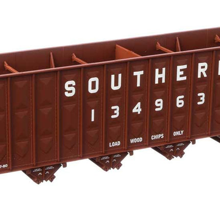 WalthersMainline 910-6786 | 73'3" Greenville 7,000 Cubic Foot Wood Chip Hopper - Ready to Run - Southern Railway #134963 (brown, white; large name & number) | HO Scale - Squeaky's Trains