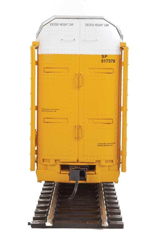 WalthersProto 920-101434 | 89' Thrall Enclosed Tri-Level Auto Carrier - Ready to Run - Union Pacific(R) Rack, Flat SP(TM) #517378 (yellow, silver, Shield Logo) | HO Scale - Squeaky's Trains