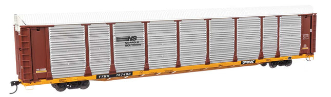 WalthersProto 920-101524 | 89' Thrall Bi-Level Auto Carrier - Ready to Run - Norfolk Southern TTGX #157486 | HO Scale - Squeaky's Trains