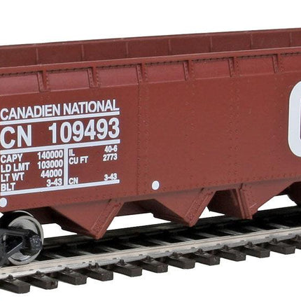 WalthersTrainline 931-1424 | Offset Hopper - Ready to Run - Canadian National (brown, white; Large Logo) | HO Scale - Squeaky's Trains