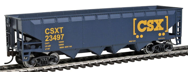 WalthersTrainline 931-1425 | Offset Hopper - Ready to Run - CSX Transportation (blue, yellow; Boxcar Logo) | HO Scale - Squeaky's Trains