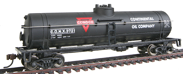 WalthersTrainline 931-1614 | 40' Tank Car - Ready to Run - Conoco (black, red, white) | HO Scale - Squeaky's Trains