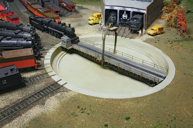 Walthers Cornerstone 933-2860 | Motorized 90' Turntable - Assembled - 13-3/4" 34.9cm Overall Diameter | HO Scale - Squeaky's Trains