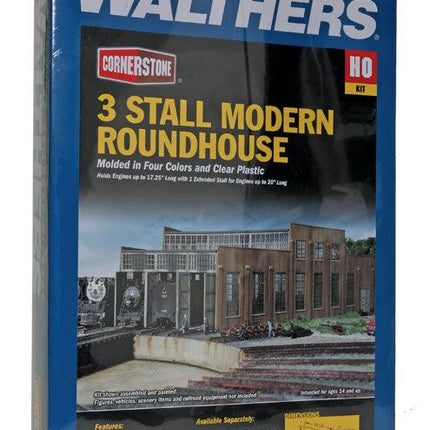 Walthers Cornerstone 933-2900 | 3-Stall Modern Roundhouse | HO Scale - Squeaky's Trains