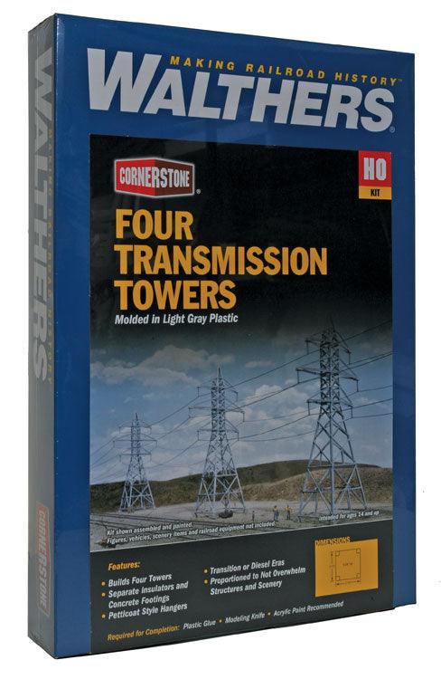 Walthers Cornerstone 933-3121 | High-Voltage Transmission Tower (4 pk) | HO Scale - Squeaky's Trains