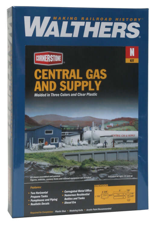 Walthers Cornerstone 933-3213 | Central Gas and Supply - Building Kit | N Scale - Squeaky's Trains