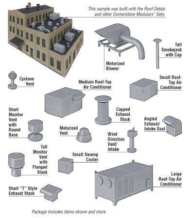 Walthers Cornerstone 933-3733 | Roof Details Kit | HO Scale - Squeaky's Trains