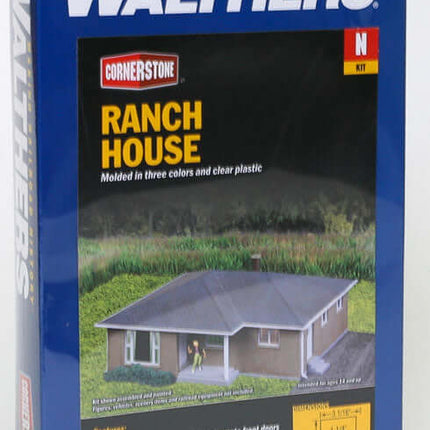 Walthers Cornerstone 933-3838 | Brick Ranch House - Building Kit | N Scale - Squeaky's Trains