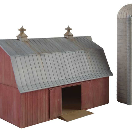 Walthers Cornerstone 933-3892 | Meadowhead Barn and Silo - Building Kit | N Scale - Squeaky's Trains