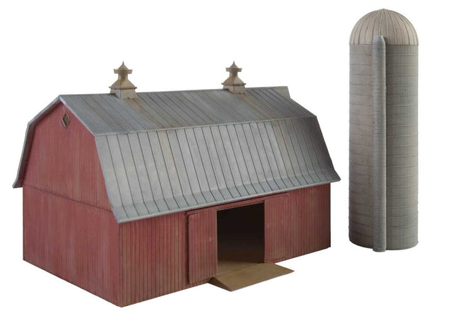 Walthers Cornerstone 933-3892 | Meadowhead Barn and Silo - Building Kit | N Scale - Squeaky's Trains