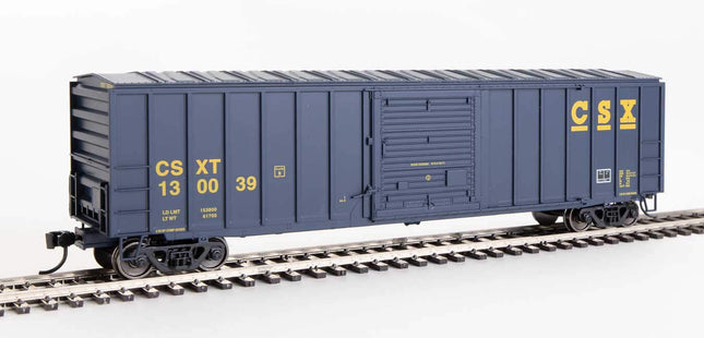 Walthers Mainline 910-1859 | 50' ACF Exterior Post Boxcar - Ready to Run - CSX Transportation #130039 (blue, yellow) | HO Scale - Squeaky's Trains