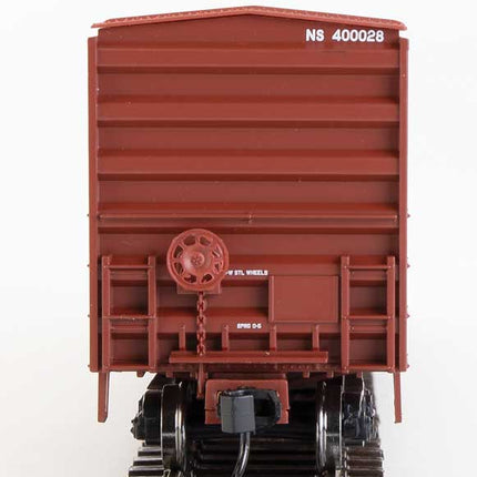 Walthers Mainline 910-1862 | 50' ACF Exterior Post Boxcar - Ready to Run - Norfolk Southern #400028 (Boxcar Red) | HO Scale - Squeaky's Trains