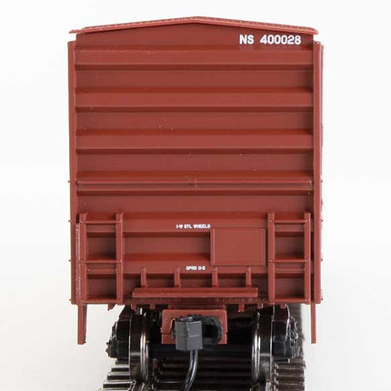 Walthers Mainline 910-1862 | 50' ACF Exterior Post Boxcar - Ready to Run - Norfolk Southern #400028 (Boxcar Red) | HO Scale - Squeaky's Trains