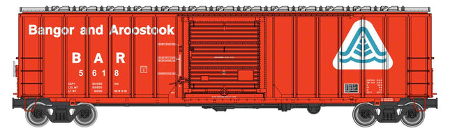 Walthers Mainline 910-1876 | 50' ACF Exterior Post Boxcar - Ready to Run - Bangor & Aroostook BAR #5618 (red, white) | HO Scale - Squeaky's Trains